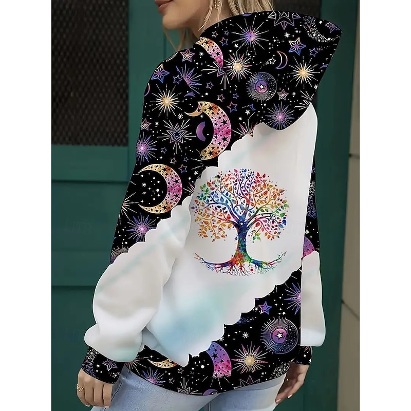 Women's 3D Print Pullover Hoodie Sweatshirt Graphic Geometric Polka Dot Casual Long Sleeve Hooded Regular Tops Party Evening Wear Street Dailywear White Spring Fall Winter3