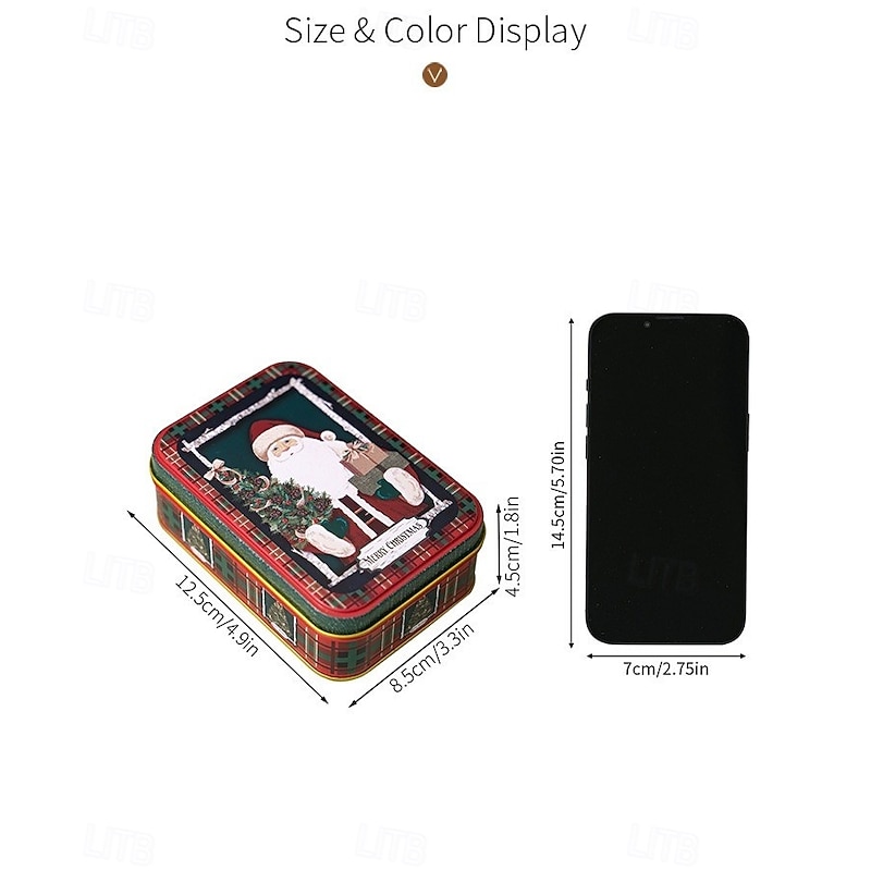 Christmas Cookie Tins with Lids for Gift Giving Xmas Tin Containers Mini Metal Box with Lid Holiday Candy Biscuit Storage Gift Packaging Box Festive Party Favor Empty Container4