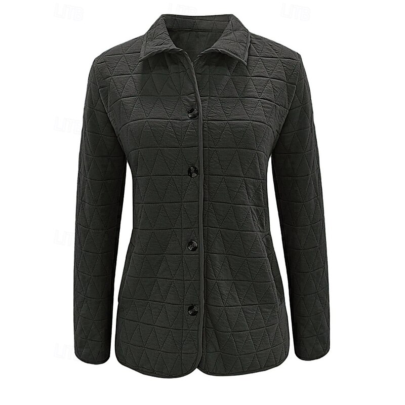 Women's Casual Jacket Warm Comfortable Pocket Buttons Casual Plain Going out Weekend Single Breasted Regular Turndown Regular Fit Long Sleeve Outerwear Navy Black Khaki Fall Winter4
