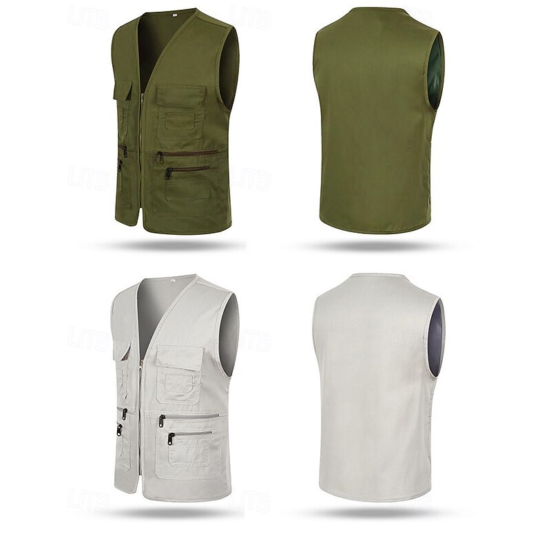 Men's Hiking Fishing Vest Work Vest Outdoor Casual Lightweight with Multi Pockets Autumn / Fall Spring Travel Cargo Safari Photo Wear Resistance Breathable Waistcoat Jacket Coat Top3