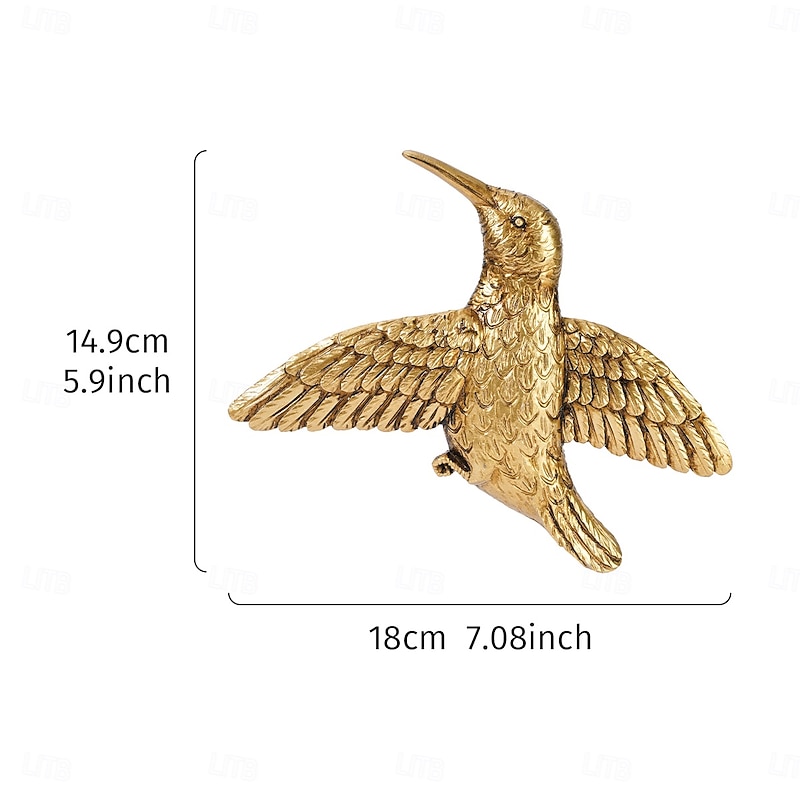 Resin Gold Hummingbird Wall Decor, Minimalist Flying Hummingbird Sculpture, Indoor Home Decoration Hanging Art for Living Room, Dining Room, Party, Wedding & Event Spaces3