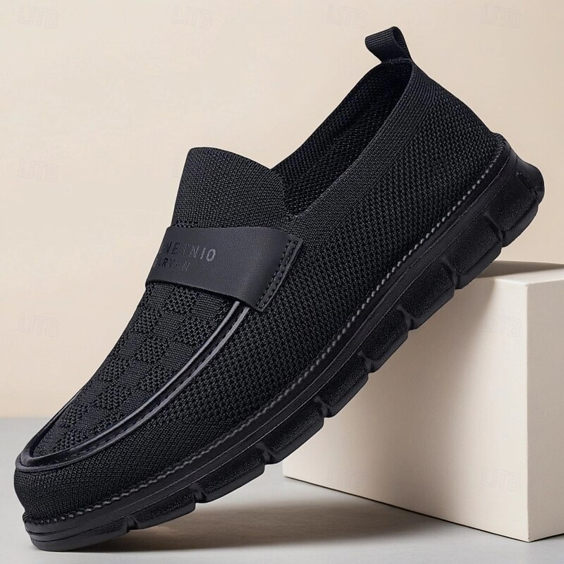 Men's Brown Flyknit Loafers with Comfort Sole, Casual Slip-On Shoes for Business Casual, Travel and Daily Outfits3