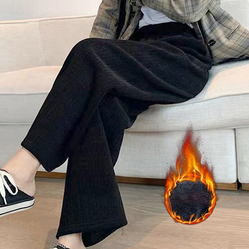 Women's Causal Pants Sports Fleece Pants Fleece Lined Thermal Warm High Waist Athletic Pilates Running Bottoms Solid Color Black White Winter Sports Activewear2