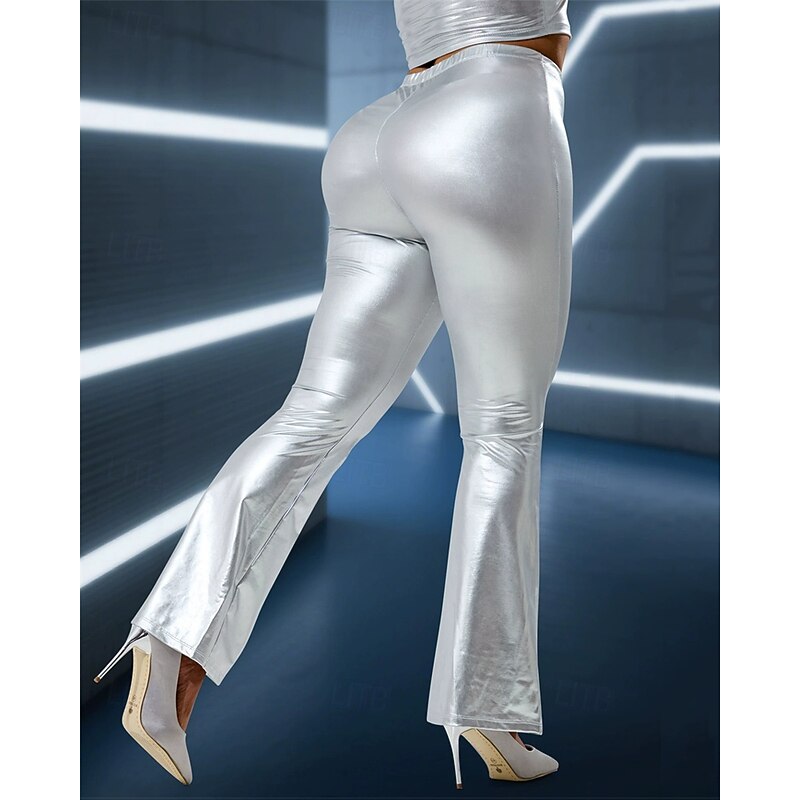 Women's Slacks Cropped Pants Streetwear Casual Ankle-Length High Rise Plain High Cut Comfortable Street Holiday Daily Wear Silver Summer Regular Fit3