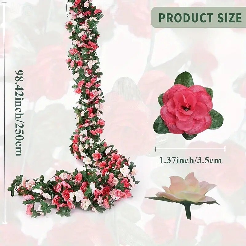 5pcs Artificial Peony Flower Garlands with 45 Red, Pink & White Blooms – Perfect for Christmas, Thanksgiving, Mother’s Day, Halloween, Labor Day – Indoor/Outdoor Wedding and Home Decor, Plastic Peony Vine Decorations4