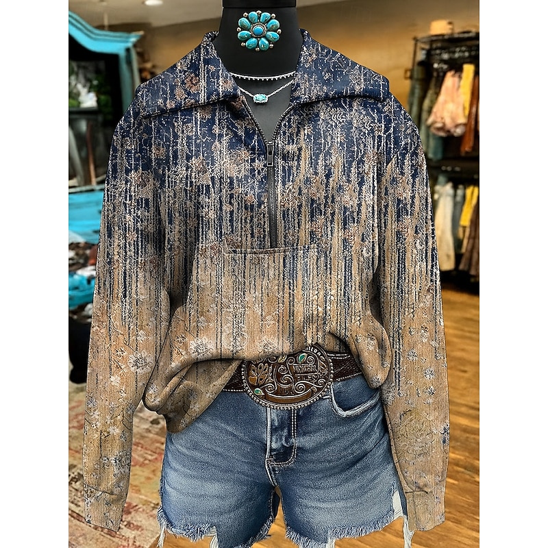 Women's Sweatshirts Graphic Geometric Casual Long Sleeve V Neck Regular Tops Street Dailywear Casual Red Blue Purple Khaki Fall