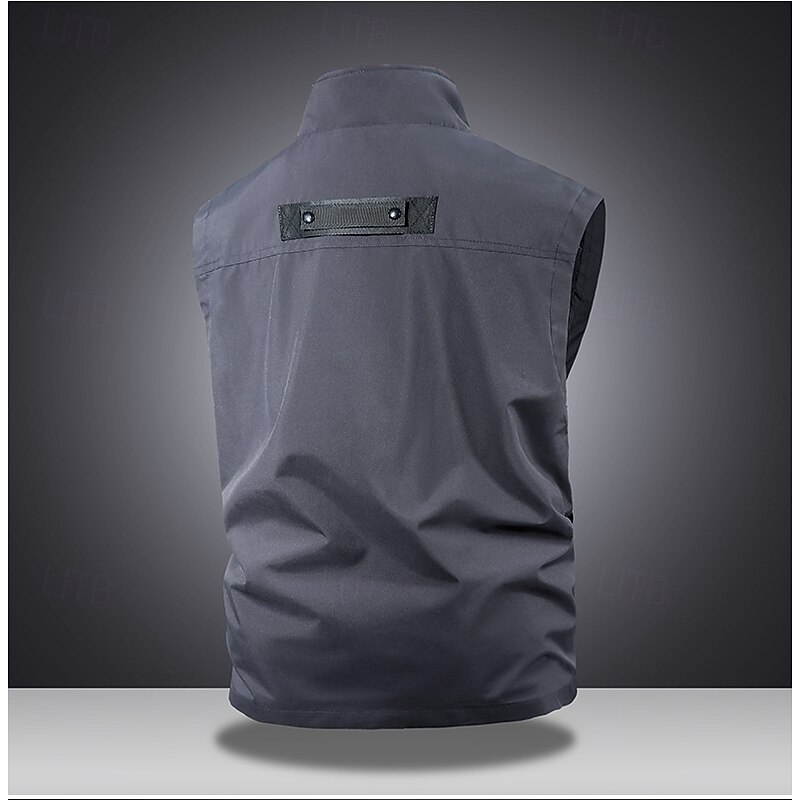 Men's Outdoor Vest Tactical Jacket Sports Outdoor Casual Fishing Camping & Hiking Active Spring Fall Multi Pocket Multi Layer Polyester Tactical Zipper Stand Collar Black Navy Blue Khaki Army Green4