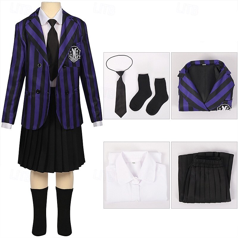 Gothic Horror Dark Academia Costume School Uniform Fancy Dress Movie Cosplay for Girls' Kid's Halloween Carnival Performance Party2