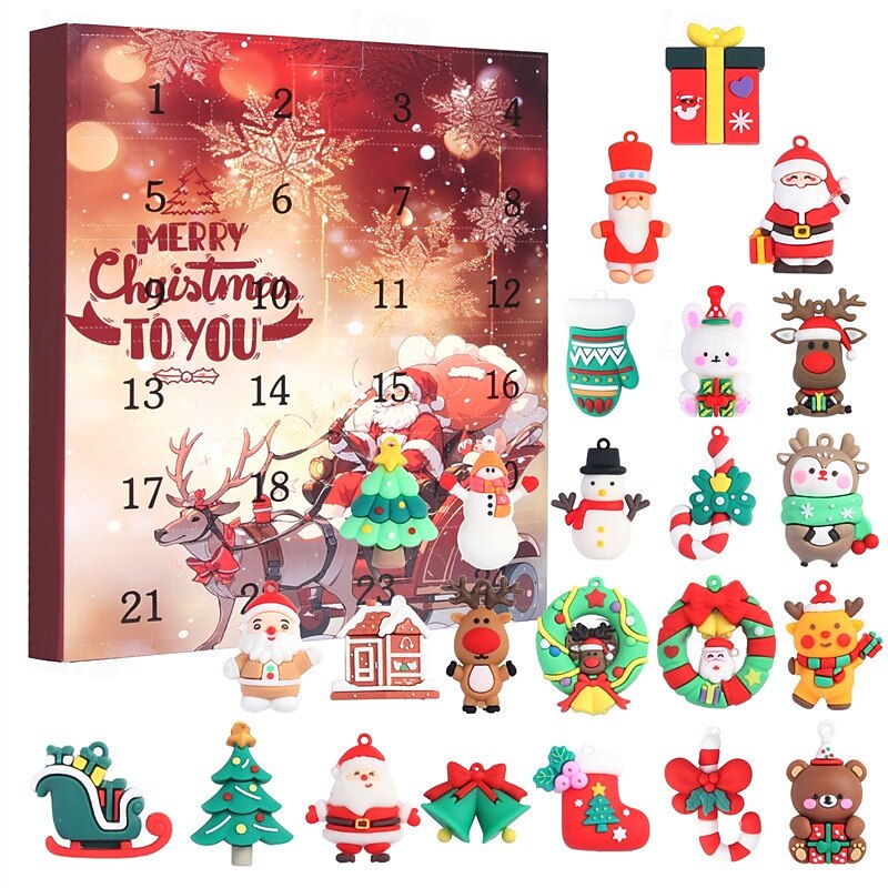 Christmas Advent Calendar 2025 Mystery Box with 24 pcs Classic Doll Figures Ornaments for Kids Adult Teens Xmas Countdown Calendar Christmas Surprise Gifts