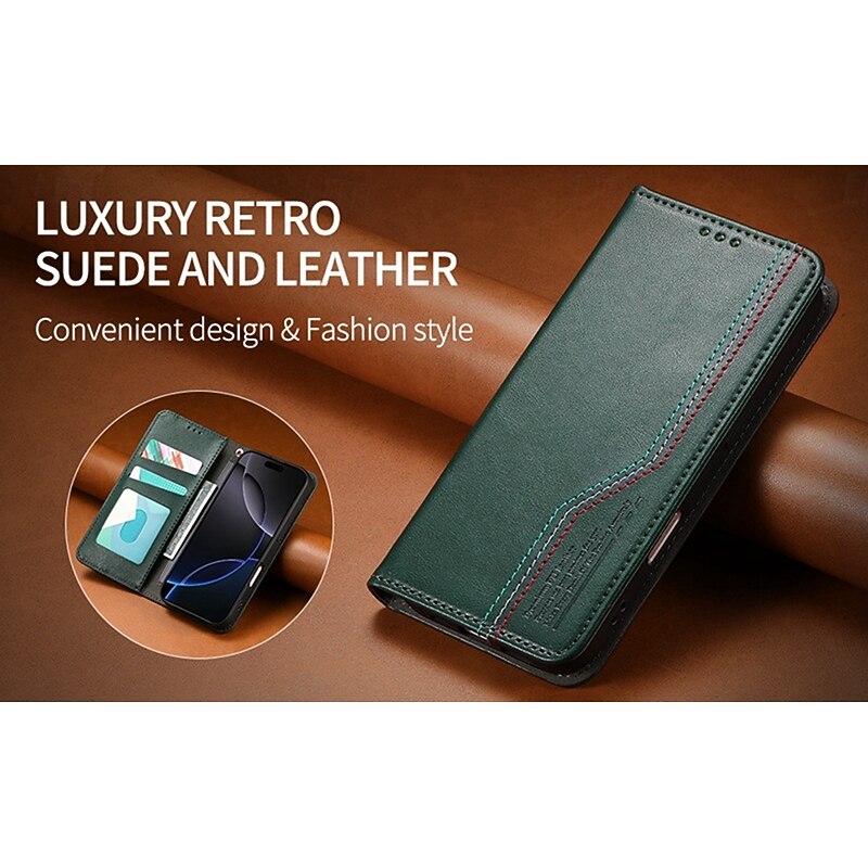 Phone Case For iPhone 17 Pro Max 17 Air 16 15 14 Pro Max Plus 16e 13 Pro Max Back Cover with Wrist Strap Kickstand Card Slot Retro TPU PU Leather3