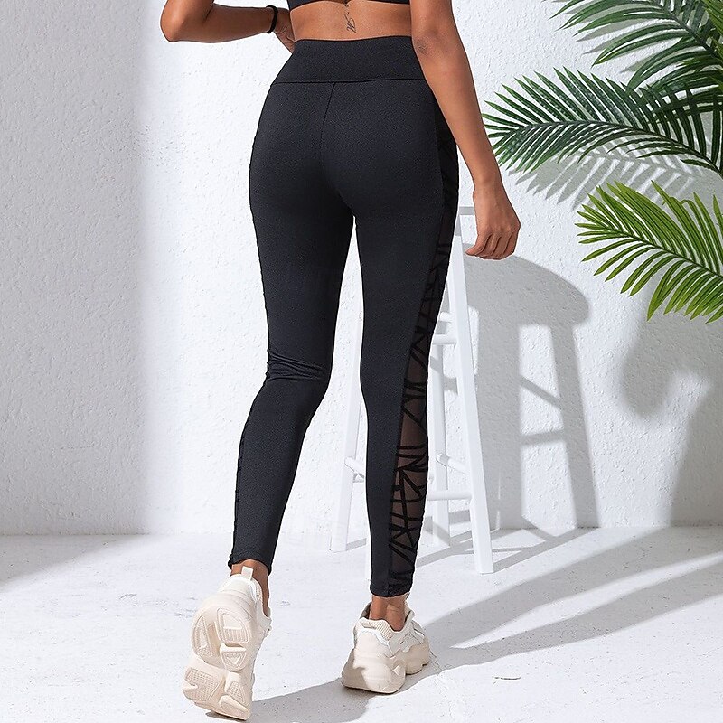 Women's Compression Pants Yoga Leggings with Pockets Tummy Control High Waist Gym Athletic Running Bottoms Solid Color Black Fall Sports Activewear4