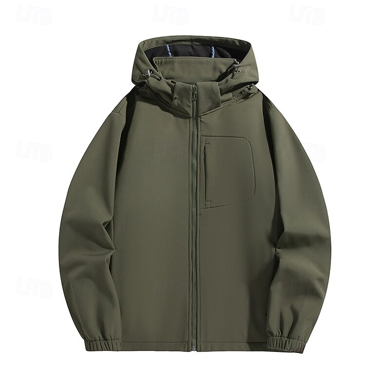 Men's Jacket Casual Jacket Outdoor Vacation Warm Zipper Pocket Fall Winter Plain Fashion Streetwear Standing Collar Regular Black Orange Army Green Gray Jacket4