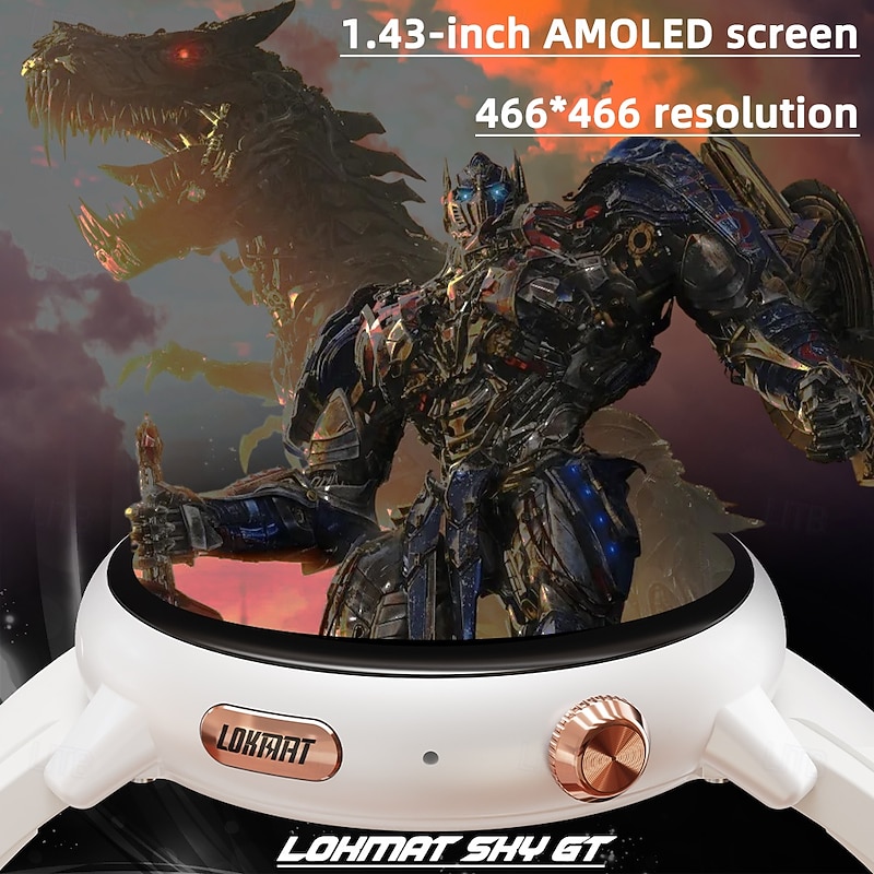 LOKMAT SKY GT Smart Watch 1.43 inch 4G LTE Cellular Smartwatch Phone 3G 4G Bluetooth Pedometer Call Reminder Activity Tracker Compatible with Android iOS Women Men GPS Long Standby Hands-Free Calls3