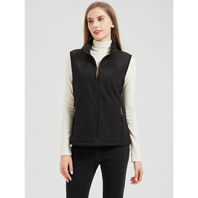 Women's Hiking Vest Fleece Vest Winter Vest Sleeveless Vest Top Outdoor Thermal Warm Waterproof Windproof Front Zipper Winter Basic POLY Black Ski / Snowboard Fishing Camping / Hiking / Caving