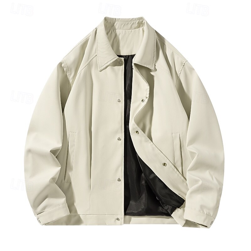 Men's Jacket Casual Jacket Outdoor Vacation Warm Zipper Pocket Fall Winter Plain Fashion Streetwear Standing Collar Regular Apricot Black Brown Jacket4