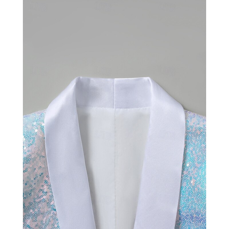 Men's Blazer Business Cocktail Party Wedding Party Fashion Casual Spring Fall Polyester Plain Pocket Buttons Comfortable Single Breasted Blazer White4