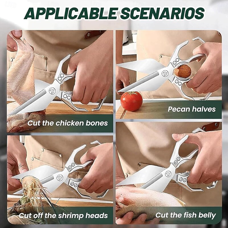 Multifunctional Heavy-Duty Kitchen Shears Stainless Steel Poultry Shears with Ergonomic Handle Sharp Triangle Kitchen Scissors for Meat, Seafood, Bone Cutting2