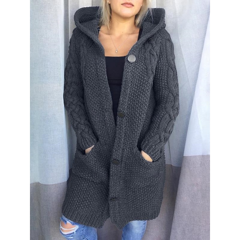 Women's Winter Coat Comfortable Breathable Pocket Fashion Daily Plain Outdoor Casual Daily Single Breasted Long Hooded Regular Fit Long Sleeve Outerwear Black Yellow Khaki Spring Fall