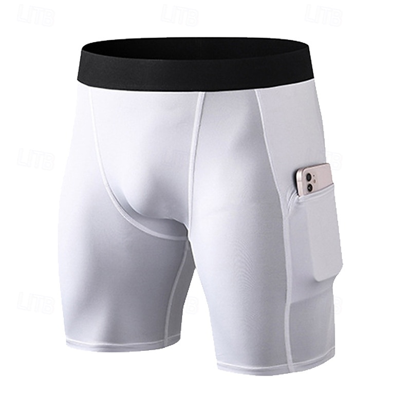 Men's Running Shorts Workout Shorts with Pockets High Waist Bottoms Athleisure Gym Workout Quick Dry Breathable Gym Basketball Athletic Tight Fit Sportswear Activewear Solid Colored Black White Red3