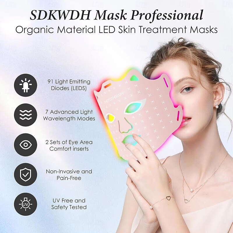 7 Colors Silicone LED Face Mask Photon Therapy Pore Minimizing Brightening Glowing Skin Tone4