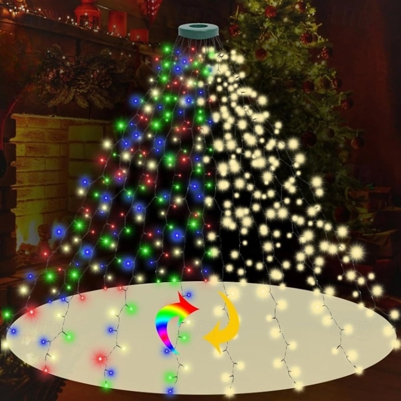 Christmas Tree Lights, LED Christmas Lights with 8 Light Modes, Outdoor Christmas Light with Timing Function for Christmas Decorations