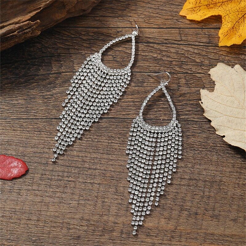 Hoop Earrings Vintage Style Geometrical Chandelier Drop Vintage Fashion Earrings Jewelry White For Wedding Party 1 Pair2