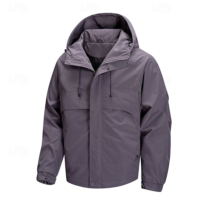 Men's Jacket Casual Jacket Outdoor Vacation Warm Zipper Pocket Fall Winter Plain Fashion Streetwear Standing Collar Regular Light Yellow Black Light Purple Khaki Jacket4