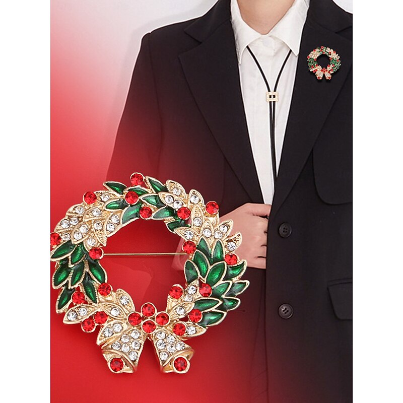 Women's Christmas Rhinestone Brooch Set - Festive Tree, Wreath, Bell and Santa Pins for Holiday Party, Gift and Winter Outfits4