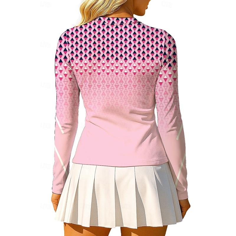 Women's Geometric Gradient Tops Sport Shirt Tennis Shirt Tennis Top Long Sleeve Zipper Floral UPF50+ UV Resistant High Elasticity Moisture Wicking Breathable Volleyball Tennis Golf Round Stand Collar2
