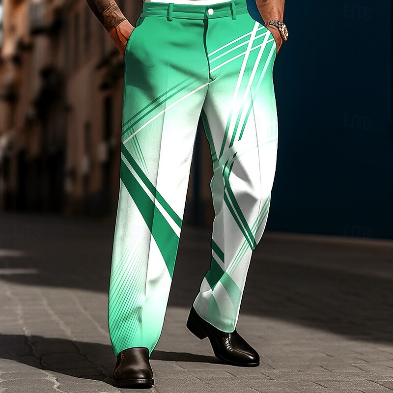 Men's Geometric Gradient Color Abstract Art Dress Pants Trousers Suit Pants Mid Waist Casual Holiday Streetwear Relaxed Fit Flat Front Dress Pants with Side Pockets Spring Fall 3D Print Blue Purple4