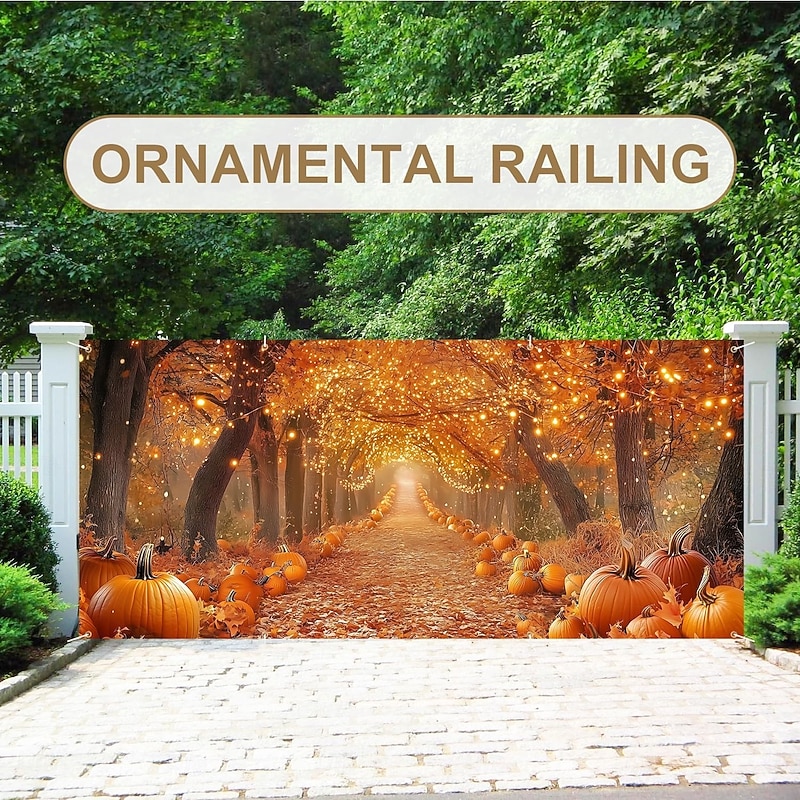 Halloween Tapestry Garage Door Cover Large Hanging Backdrop Pumpkin Rustic Cottagecore Dark Punk Gothic Style Autumn Party Outdoor Shooting Backgrounds Yard Home Decor2