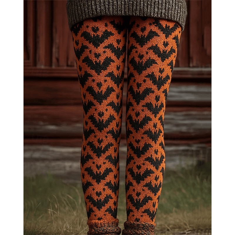 Women's Pants Trousers Leggings Cozy Leggings Streetwear Casual Full Length High Waist Graphic Prints Elastic Waist Print Breathability Comfortable Stretchy Vacation Street Daily Wear Orange Summer