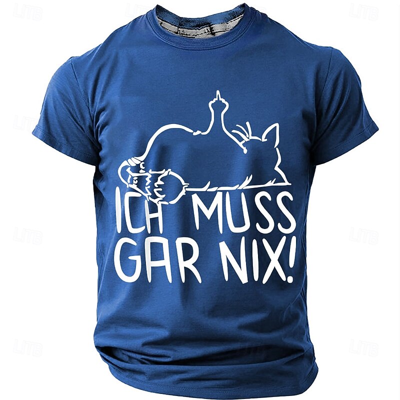 Men's Funny Graphic T-Shirt with Defiant Cat & 