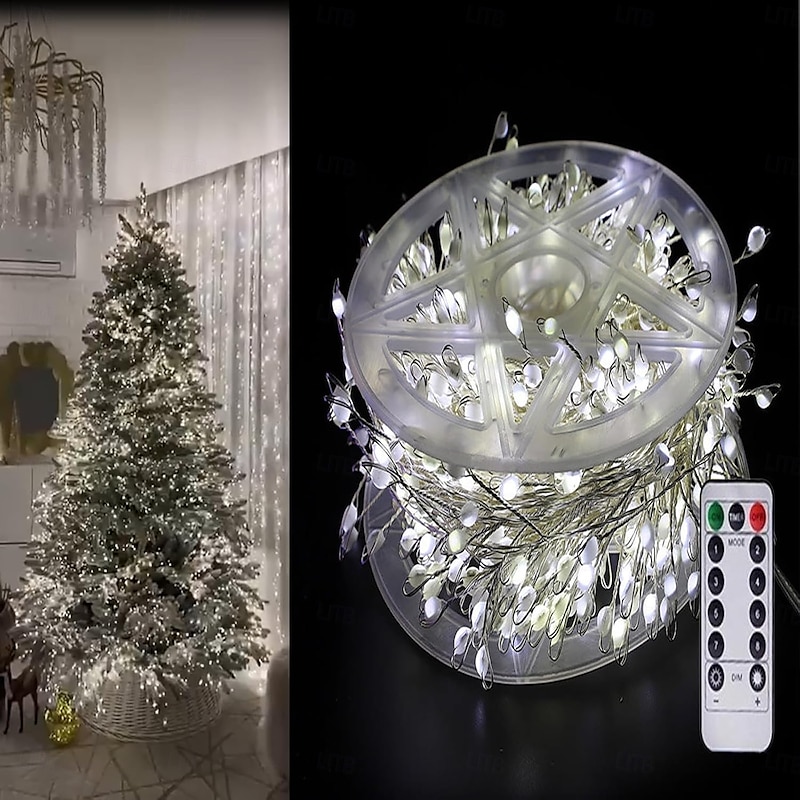 Cluster Twinkle Lights for Christmas Tree, Copper Wire Firecracker String, Atmosphere Christmas Lighting, Cascading LED for Tree