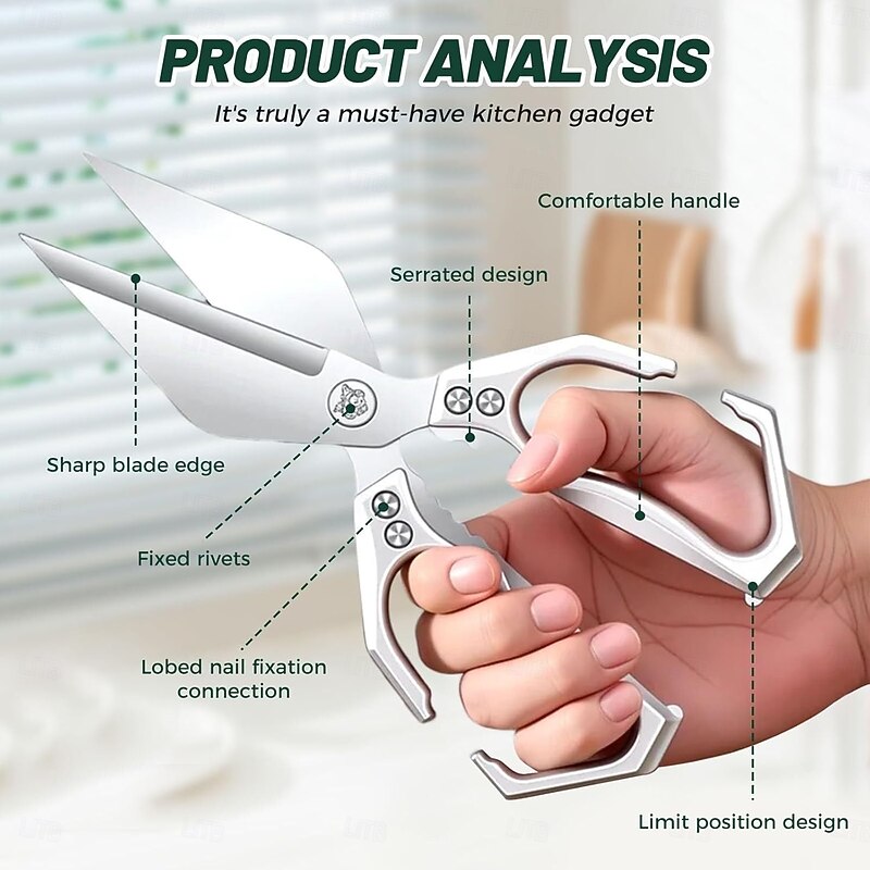 Multifunctional Heavy-Duty Kitchen Shears Stainless Steel Poultry Shears with Ergonomic Handle Sharp Triangle Kitchen Scissors for Meat, Seafood, Bone Cutting4