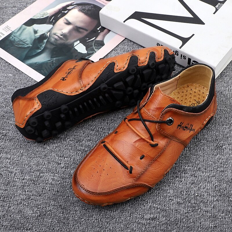Men's Orange  Lace-Up Casual Shoes, Fashion Outdoor Walking Shoes with Unique Design for Travel, Parties and Streetwear3