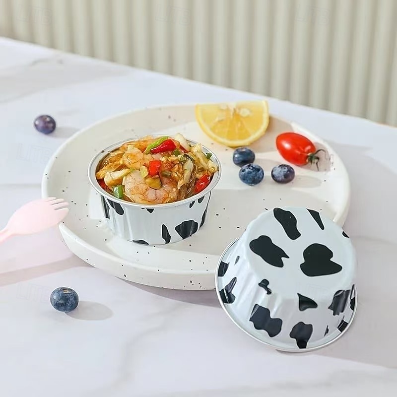 50pcs Aluminum Foil Tin Cup, Disposable Egg Tart Baking Cups, Air Fryer Safe Foil Ramekins, Small Aluminum Bowls for BBQ, Oven, Roasting, and Food Storage4