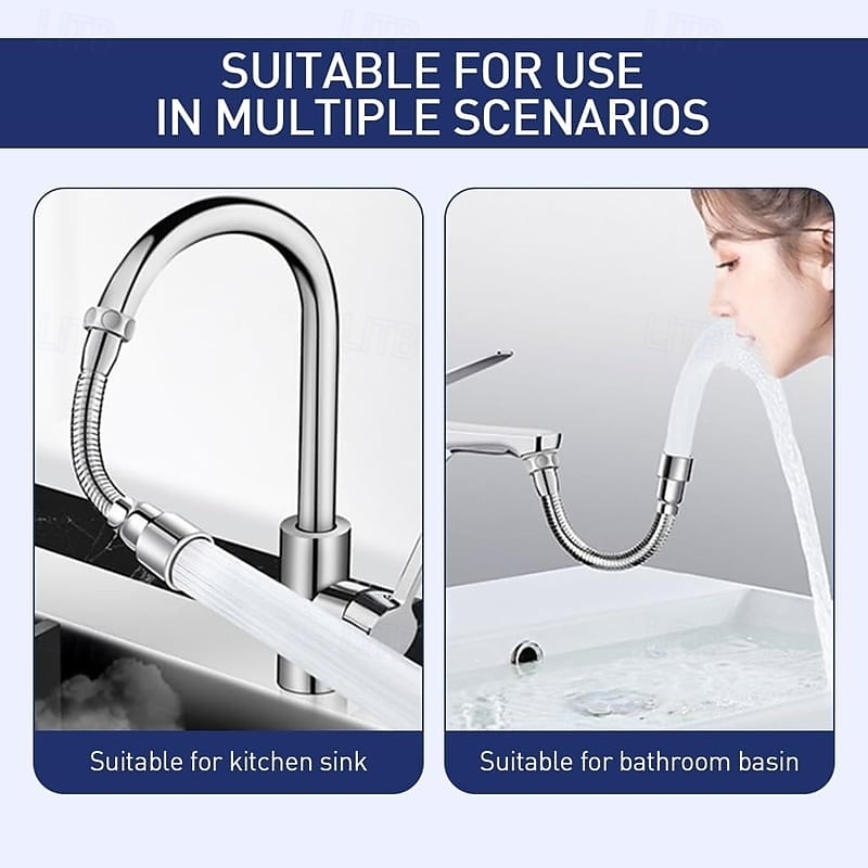 Universal Faucet Extender with Anti-Splash Nozzle  360 Swivel Bendable Water Saving Adapter, Fits Standard KitchenBathroom Sink Faucets2