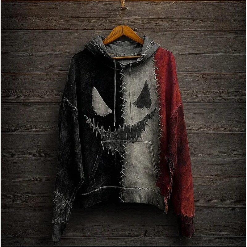 Halloween Women's Pullover Hoodie Sweatshirt Monster Graphic Skull Fashion Casual Print Long Sleeve Hooded Street Dailywear Casual Drawstring Print Black Red Purple Orange Green Fall Winter4
