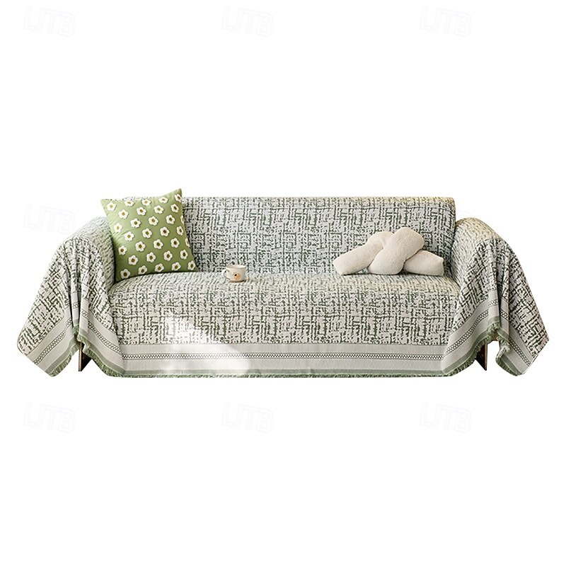 Summer Cooling Couch Cover for Pets, Pet Friendly Full-Cover Ice Silk Sofa Throw Blanket and Cushion, Luxury Anti-Slip Sofa Protector Slipcover for Living Room Decor2