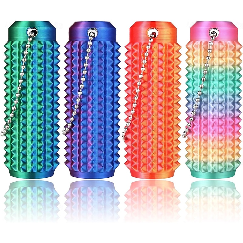 4 Pcs Portable Vibrant Colors Stim Tool,Spiky Grippie Stim Keychain for Anxiety Relief Little Ouchies Pain Fidget