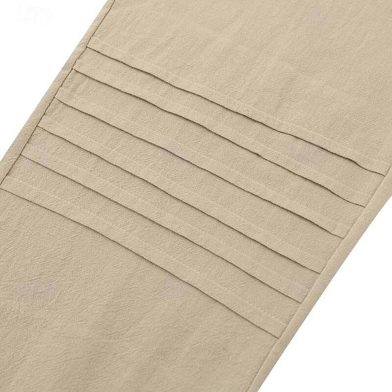 Men's Linen Pants Trousers Summer Pants Baggy Pants Elastic Waist Pleats Straight Leg Plain Comfort Breathable Full Length Outdoor Daily Holiday Vacation Fashion Black White Inelastic2