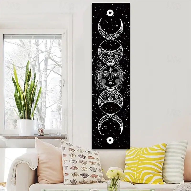 Tapestry Banners Long Vertical Wall Hanging Moon Sun Boho Bedroom Living Room Dorm Wall Porch Home Decor2