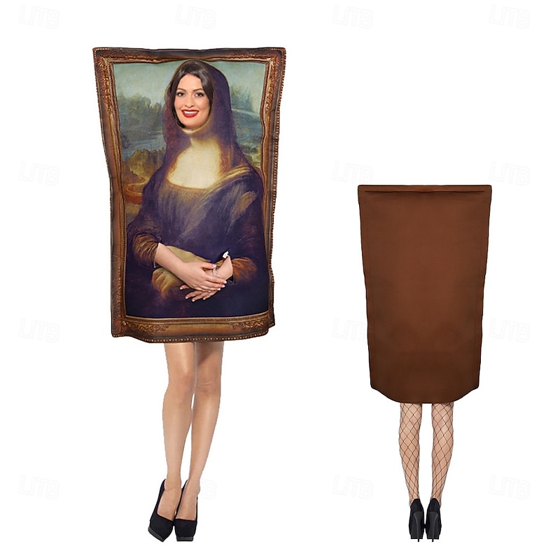 Mona Lisa Famous Painting Halloween Cosplay Costume Funny Costumes Cosplay Adults' Men's Women's Carnival Masquerade Performance Party Easy Halloween Costumes Dress Up2