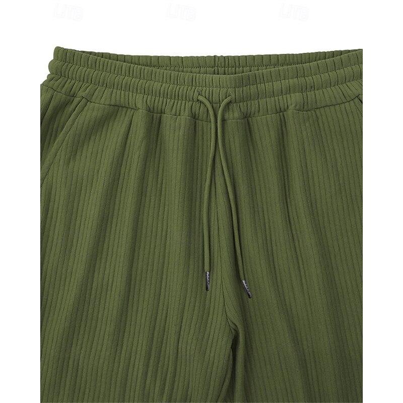 Men's Sweatpants Corduroy Pants Trousers Straight Leg Sweatpants Drawstring Pocket Elastic Waist Plain Comfort Sports Outdoor Daily Fashion Casual ArmyGreen Black Micro-elastic4