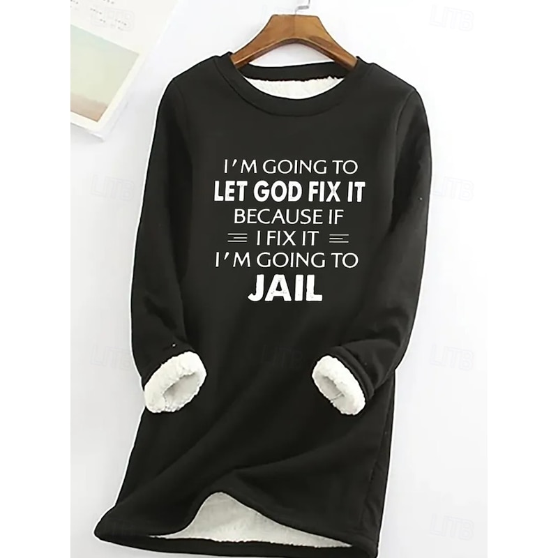 Women's Pullover Sweatshirt Letter Casual Comfrt Long Sleeve Crew Neck Long Tops Street Dailywear Print Black Pink Blue Gray Fall Winter