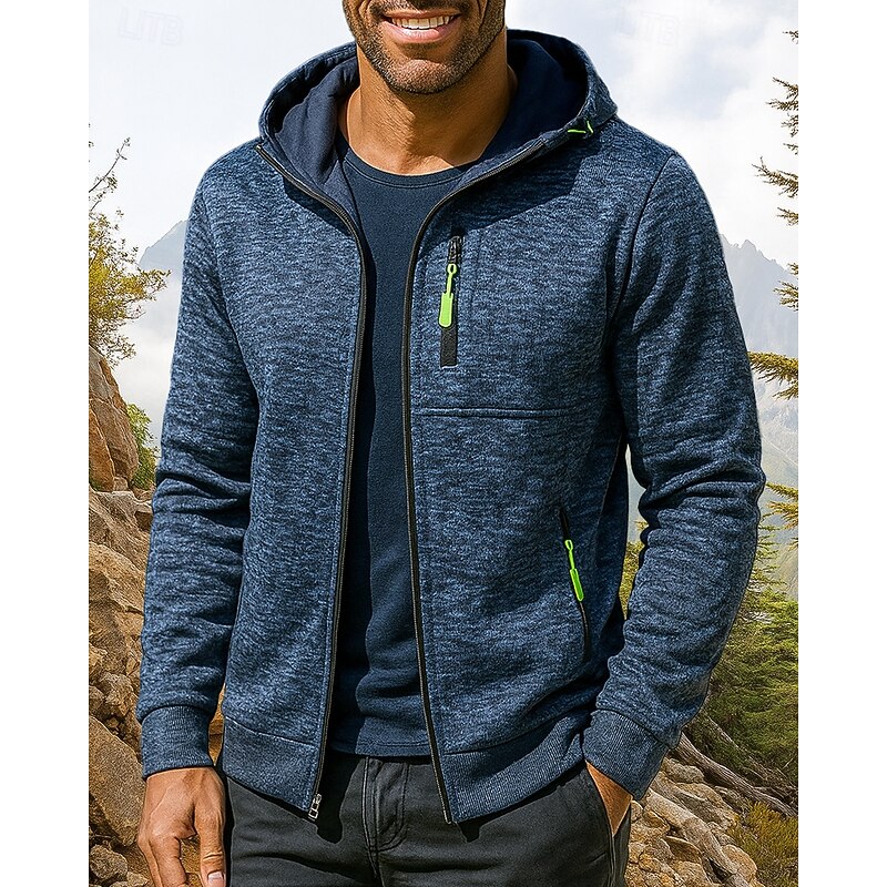 Men's Hiking Jacket Sport Jacket Outdoor Thermal Hiking Outfits Hiking Clothes Winter Autumn / Fall Top Camping / Hiking / Caving Running Solid Color Dark Grey Black Army Green