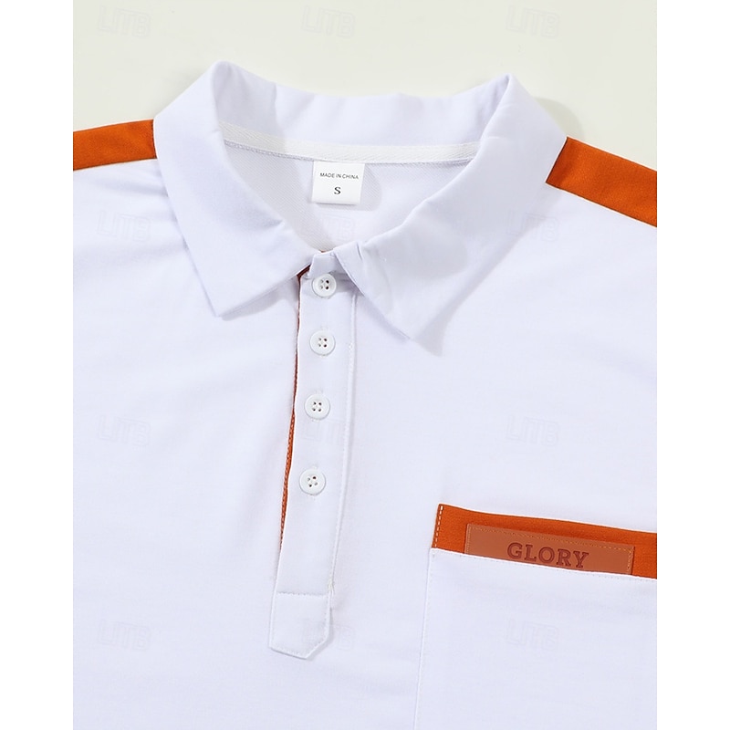 Men's Golf Shirt Golf Polos Shirts Work Casual Lapel Short Sleeve Basic Modern Color Block Patchwork Pocket Summer Spring Regular Fit White Dark Green Khaki Gray Golf Shirt3