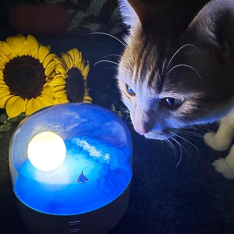 Elegant Moon Sea and Snow Mountain LED Night Light Music Speaker Lamp USB Type-C Rechargeable Brightness Adjustable Two Mode can be Switched Ideal Bedroom Mood Light and Gift3