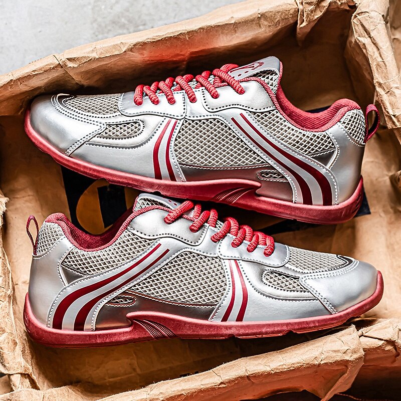 Men's Red and Silver Running Shoes – Lightweight Athletic Sneakers for Sports, Workouts and High-Energy Activities2